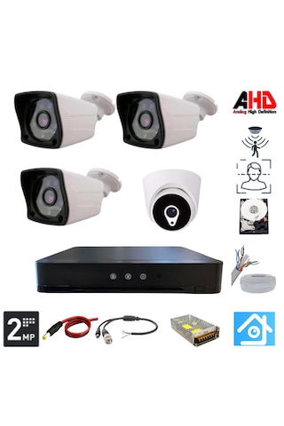 Arna 1 İç 3 Dış 2mp 4 Kameralı 500gb Hdd Dahil Ahd Güvenlik Seti