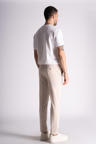 Yan Lastikli Slim Fit Chino Pantalon Bej Bej