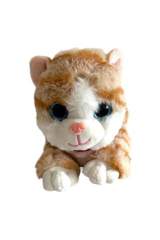 Sesli Yatan Miyavlayan 25 Cm Peluş Kedi Oyuncak - Kahve Kahve