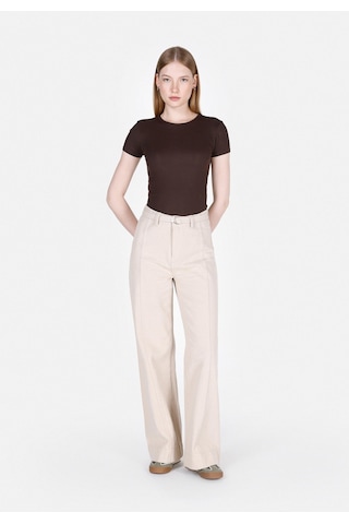 Colin's Colins Slim Fit Yuvarlak Yaka Düz Kadın Kahverengi Kısa Kol Tişört Cl1068560 Q1.v2 Brw Kahverengi