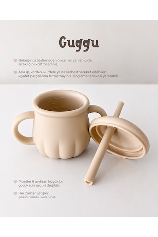 Tgm Baby Guggu Ultra Premium Silikon Pipetli Alıştırma Bardağı 200 Ml Bej