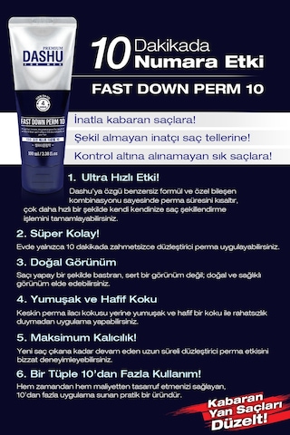 Kalıcı&hızlı Etkili Keratin İçerikli Saç Düzleştirici Krem Dashu For Men Premium Fast Down Perm 10