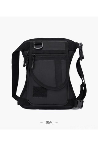 Youtek Siyah Deri Filmi Outdoor Çok Amaçlı Bacak Çantası - Bisiklet, Taktik, Spor, Luya Balıkçılığı - 20l Altı Siyah