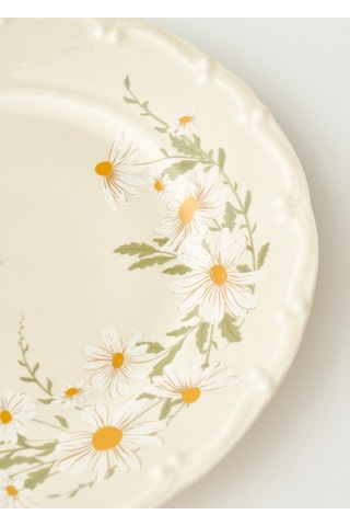 Bella Maison Daisy Porselen 6'lı Pasta Tabağı Krem 20 Cm Krem