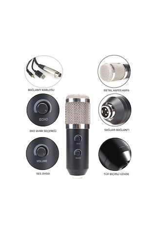 Exeo BM900 Ekolu Profesyonel Youtuber Stüdyo Kayıt Mikrofonu