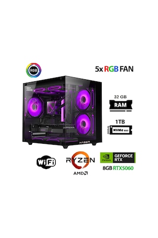 Xaser ECO-X280 R5-5600 32 GB 1 TB M.2 NVMe SSD 8 GB RTX5060 Free Dos Masaüstü Oyuncu Bilgisayarı