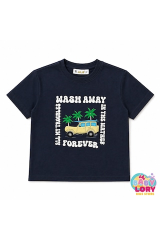 Baby Lory Kids Store Erkek Çocuk Araba Baskılı T-shirt Lacivert