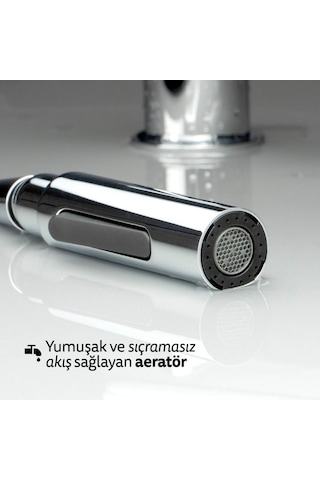 Deante Momı N73n Mutfak Armatürü, U Tipi, Spiralli Başlık, Siyah Renk