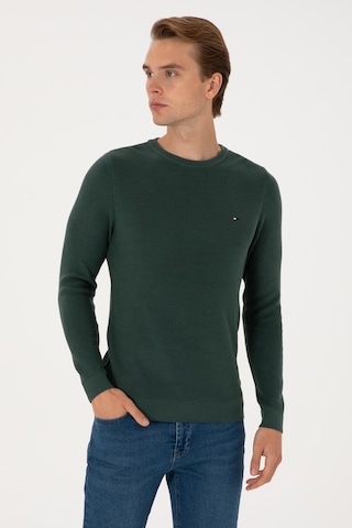 U.S. Polo Assn. Erkek Slim Fit Bisiklet Yaka Koyu Yeşil Basic Kazak 50313667-VR079