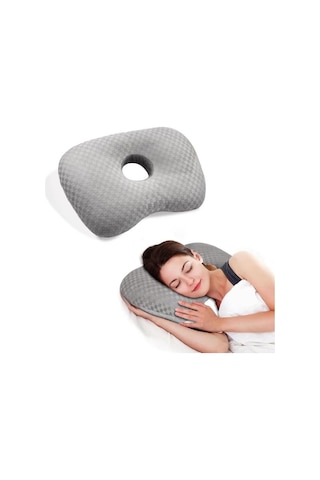 Yan Uyku Yastığı Kulak Delikleri Mikrofiber Rahat B