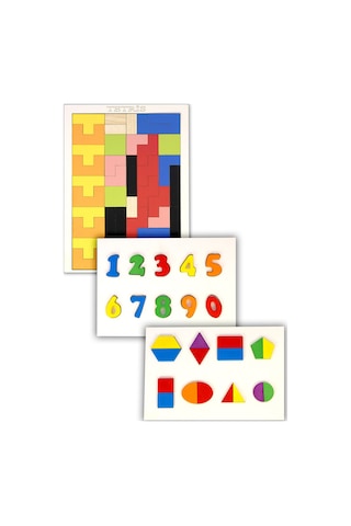 CapellaWoodWorks Ahşap Puzzle 3'lü Oyun Seti