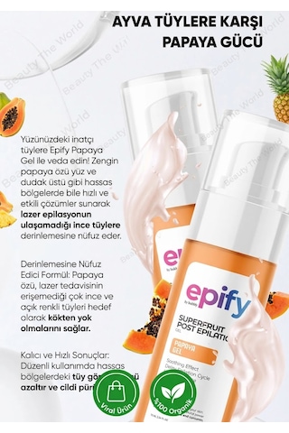 Epify Papaya Superfruit Post Epilation Gel Tüy Köklerini Zayıflatan Bitkisel Bakım Kürü 75 Ml