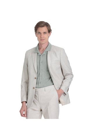 Hatemoğlu Bej Slim Fit Mono Yaka Keten Takım Elbise 36331 Bej