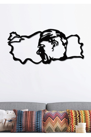 Gowpenart Atatürk Büstlü Türkiye Haritası Siyah Metal Duvar Tablo