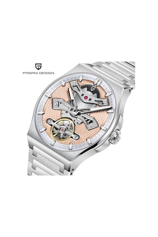 Pagani Design Pd-ys028 42mm 100m Su Geçirmez, İskelet Otomatik Safir Kristal Işıkl Full Çelik Lüks Erkek Kol Saati Bej Diğer