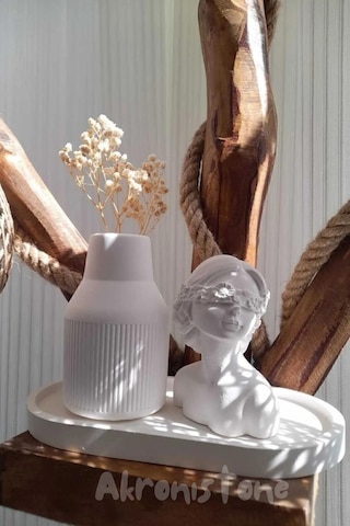 Kadın Figürlü 3'lü Vazo Seti Bubble Tabak & Konik Vazo & Biblo