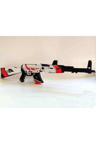 Ahşap Cs-Go Asiimov Ak-47 Lastik Atar Oyuncak Tüfek