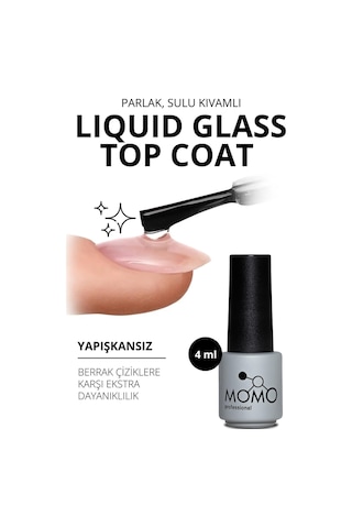 Momo Professional Kalıcı Oje İçin Liquid Glass Top Coat 4 Ml