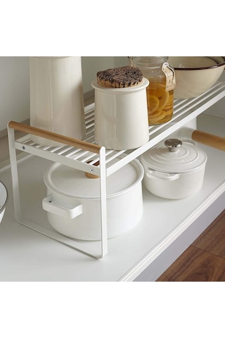 Maiyame Büyük Boy Siyah Yüksek Konfigürasyonlu Mutfak Dolabı İçin Katlı Tabak, Baharat, Tencere Depolama Rafı - Çift Ve Tek Katlı Bölücü Separator Siyah