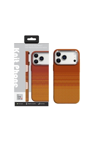 Knit Apple iPhone Uyumlu 17 Pro Kevlar Series Kılıf G - 45 Turuncu