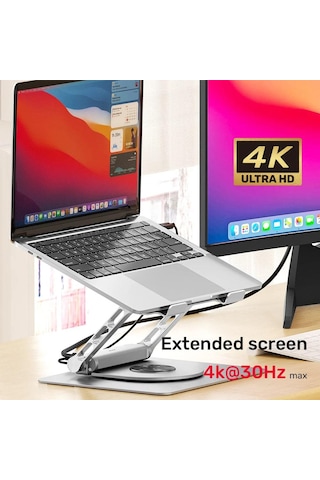 Unıtek 360 Derece Döner 5in1 Metal Notebook Standı Ethernet, 2xusd3.0, Hdmı, 100w Pd D1109b01