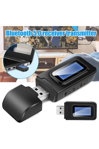 "lcd Ekranlı 2'si 1 Arada Bluetooth 5.0 Ses Verici Ve Alıcı-tv, Pc, Araba Stereo Ve Hoparlörler İçin Kablosuz Adaptör"