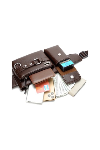 Oloey Çok Fonksiyonlu Büyük Kapasiteli Bel Çantası Kahverengi