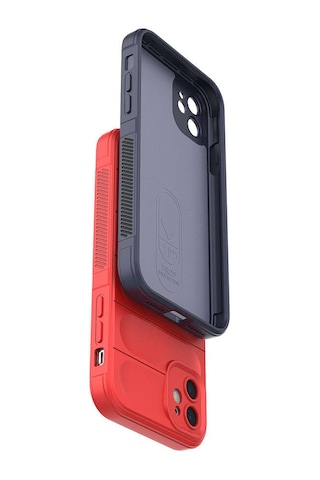 Apple iPhone Uyumlu 11 Kılıf Kamera Korumalı Esnek Silikon Parmak Şeritli Erd Siyah