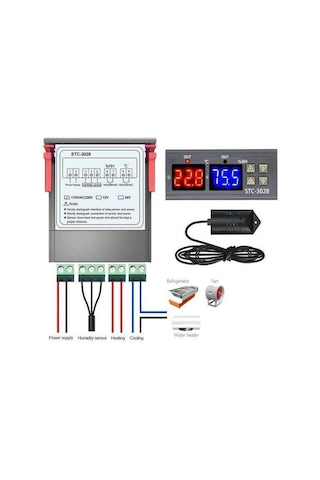 Stc-3028 Dijital Sıcaklık ve Nem Kontrol Termometresi 220v Rc-10065