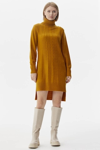 Tam Balıkçı Yaka Triko Tunik - Hardal