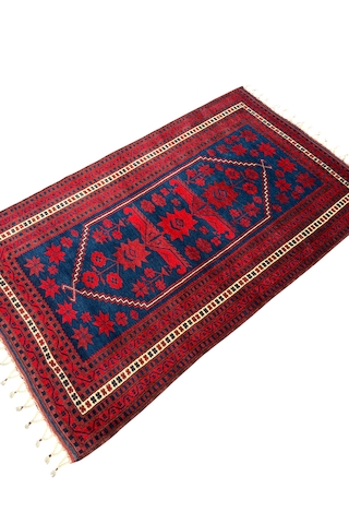 El Dokuma Sıfır Yağcıbedir Halısı 110x180 Kök Boya Yün İnce Halı Kırmızı