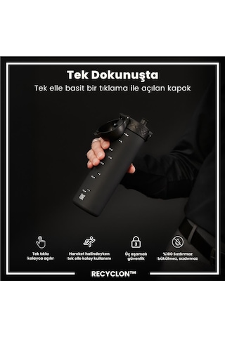 Ion8 - İnce Suluk - Siyah - 500 Ml - Sızdırmaz - Bpa İçermeyen