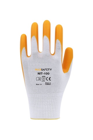 Nitril Kaplı Eldiven Sarı - Beyaz No: 8 - 9 - 10 Rm Nıt-100-10