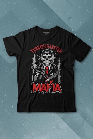 Kendim Seçtim Skullturkish Ganster Mafia Temalı Silahlı Adam Baskılı Tişört Çocuk T-shirt 001