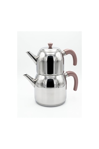Hünkar Diva Aile Boyu Bagalit Kulp Çelik Çaydanlık - Rose Inox