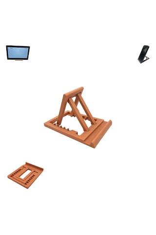 Özel Üretim Katlanabilir & Ayarlanabilir 7 Kademeli Telefon Tablet Standı Tablet Telefon Tutucu Kahverengi