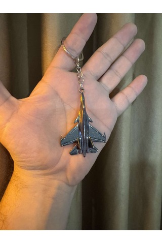 Herşey Nota F16 Savaş Uçağı Uçak Hostes Pilot Siyah Metal Anahtarlık