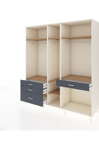 Kronos Dolap 7 Raflı 4 Çekmeceli 3 Askılı 220x59x243 Aytaşı-çam/antrasit Atlas Çam/antrasıt