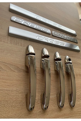 Egea Cross Uyumlu Krom Kapı Kolu Ve Kapı Eşiği Seti Paslanmaz Çel