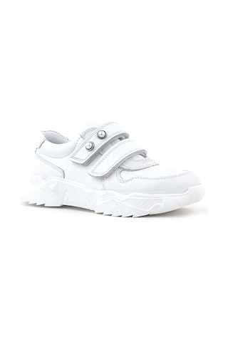 Rakerplus Hakiki Deri Beyaz Taşlı Kız Çocuk Sneakers Ayakkabı Beyaz