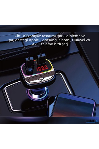 Winex C21 Fm Handsfree Bluetooth Modülatör Araç Mp3 Player