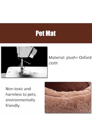 Vkemall Kedi Köpek Yatağı Matı - Yıkama Kolay, Konforlu Ve Isınak - Plüsh + Oxford Kumaş - Kahverengi - Orta Boy 5 Kg'a Kadar Evcil Hayvanlar İçin
