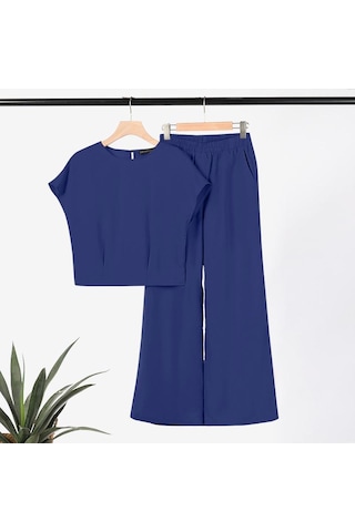 Zanzea Yaz Kıyafetleri Bayan Bluz Ve Pantolon Günlük İki Parçalı Takım Elbise Kraliyet Mavisi