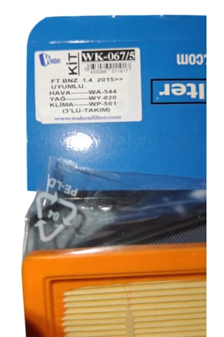 Fiat Egea 1.4 Benzinli Filtre Bakım Seti 3 Lü Hava+yağ+polen - Waben Filter Wk-067/5 3filtre Hava Yağ Polen