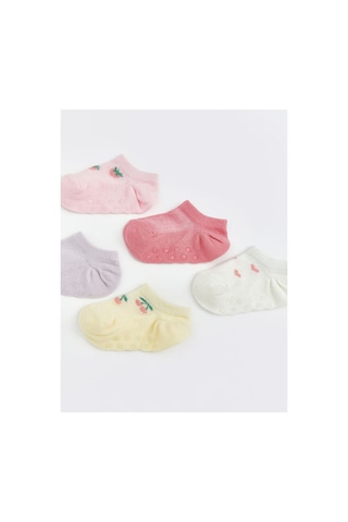 LC Waikiki Alıta Cıty Farkıyla Lcw Baby Pembe Kız Bebek Kaydırmaz Tabanlı Patik Çorap 5'li Pembe - 923930759 Pembe