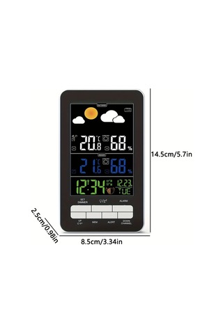 Motion003 Beyaz Hava Istasyonu Dis Mekan Sensorlu Buyuk Lcd Ekran Ic Dis Sicaklik Nem Basinc Tahmin Ev Ofis Bahce