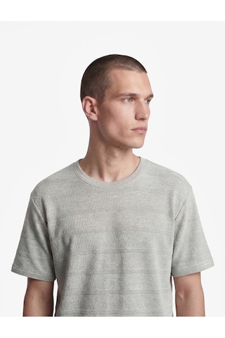 Koton Regular Fit Kısa Kollu Viskon Karışımlı Dokulu Bisiklet Yaka Tişört Gri 6sam10398mk