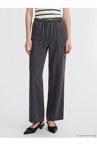 Lcw Comfort Gri Beli Lastikli Wideleg Kadın Jean Pantolon