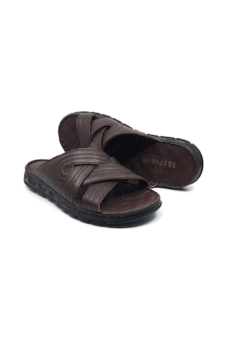 Taşpınar 200 Hakiki Deri İçi Dışı Ortopedik Erkek Yazlık Rahat Terlik 40-45 Kahverengi