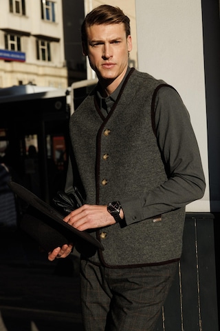 Erkek V Yaka Astarlı Saf Yün Keçe Yelek K.füme K.füme